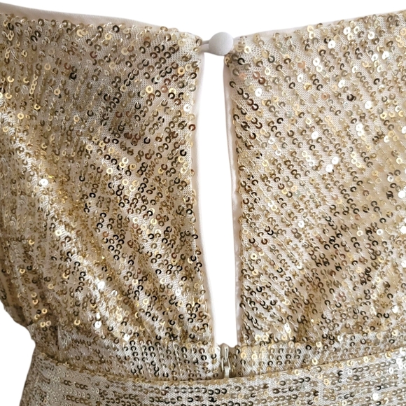 ASOS Design Elegant Gold Cami Sequin Maxi Dress W/ Belt, 14, Worn Once - Picture 7 of 11